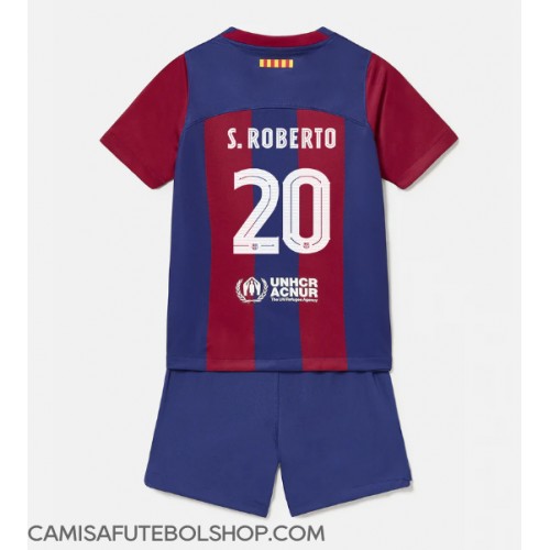 Camisa de time de futebol Barcelona Sergi Roberto #20 Replicas 1º Equipamento Infantil 2023-24 Manga Curta (+ Calças curtas)